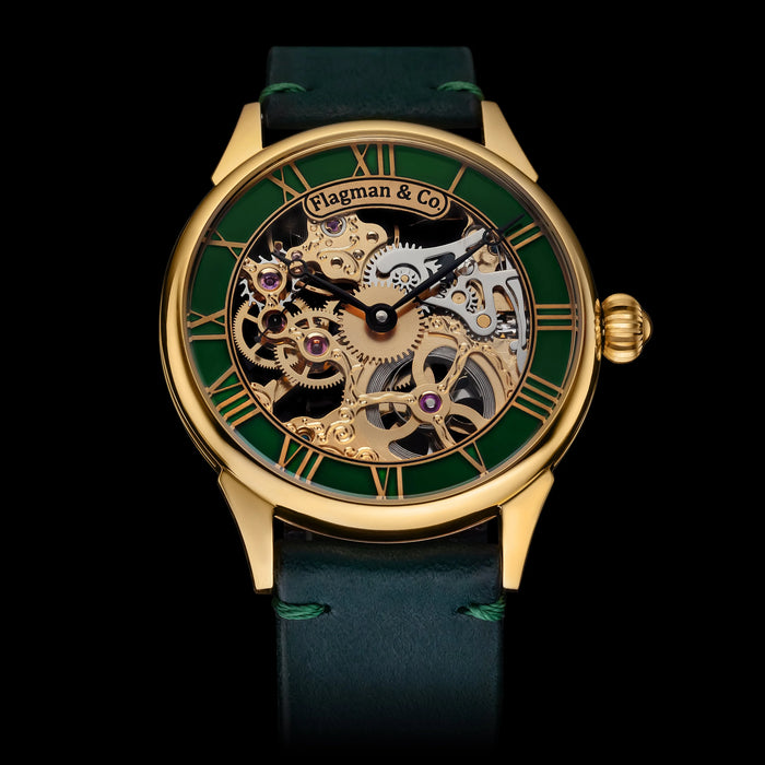 Handmade Steampunk Skeleton Mechanical Watch Men's Marriage Timepiece