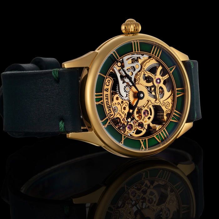 Handmade Steampunk Skeleton Mechanical Watch Men's Marriage Timepiece