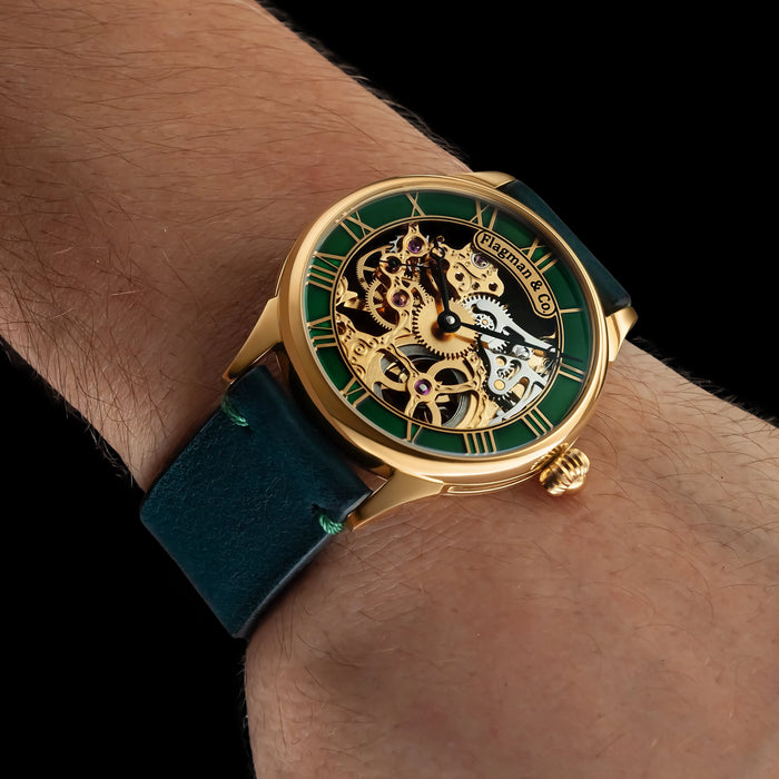 Handmade Steampunk Skeleton Mechanical Watch Men's Marriage Timepiece