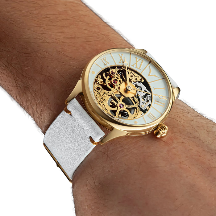 Handmade Unisex Skeleton Watch Art Deco Mechanical Timepiece