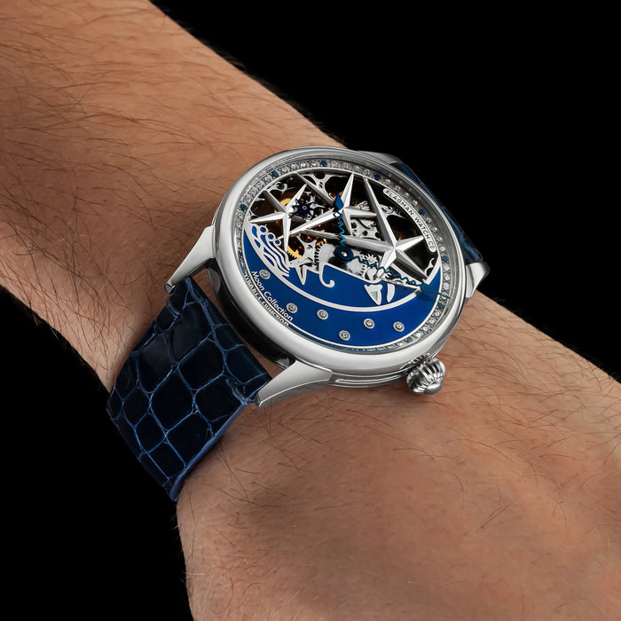 Handmade Skeleton Moon Watch – Space-Inspired Timepiece for Men