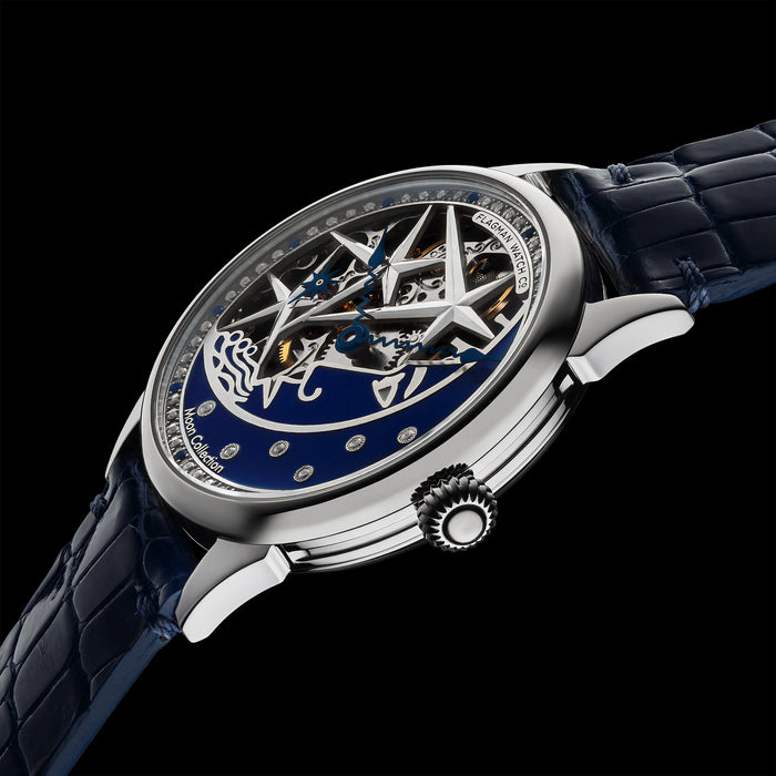 Handmade Skeleton Moon Watch – Space-Inspired Timepiece for Men