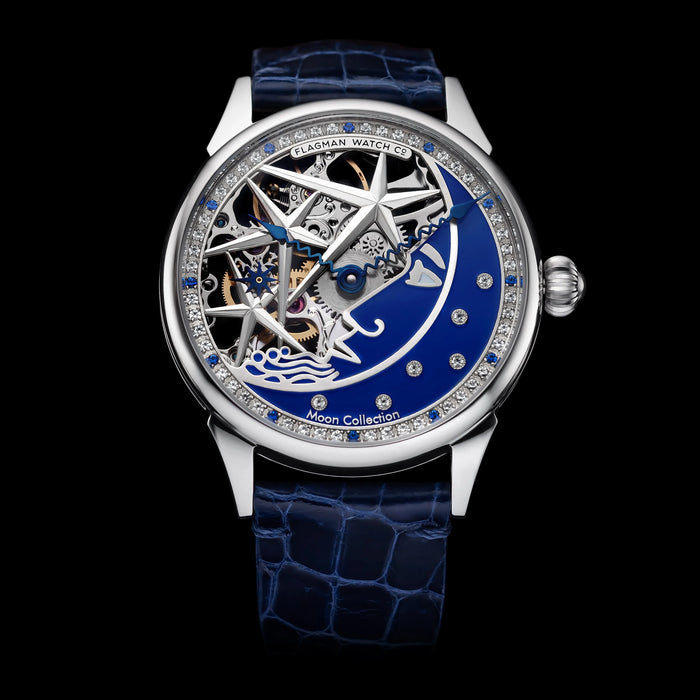 Handmade Skeleton Moon Watch – Space-Inspired Timepiece for Men