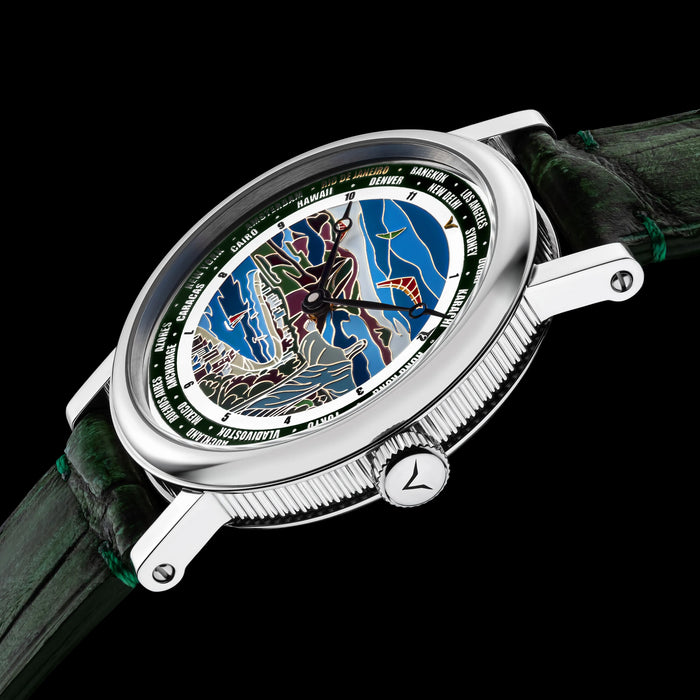 World Time Watch – Rio de Janeiro Handmade Art Deco Unisex Timepiece