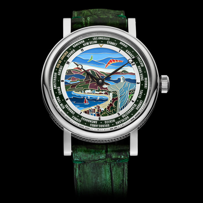 World Time Watch – Rio de Janeiro Handmade Art Deco Unisex Timepiece