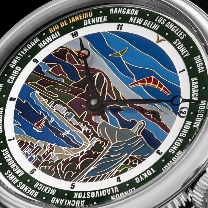 World Time Watch – Rio de Janeiro Handmade Art Deco Unisex Timepiece
