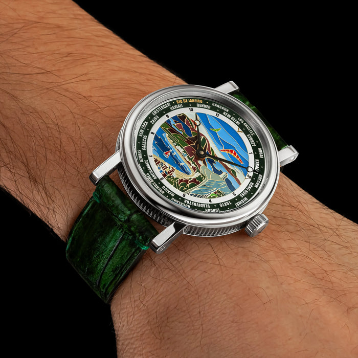 World Time Watch – Rio de Janeiro Handmade Art Deco Unisex Timepiece