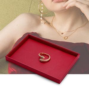 Red Stackable PU Leather Jewelry Display Tray