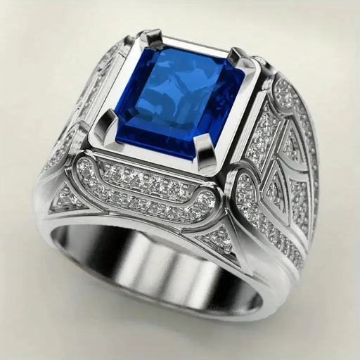 Luxury Retro Ring with Synthetic Sapphire – Stylish Accessory