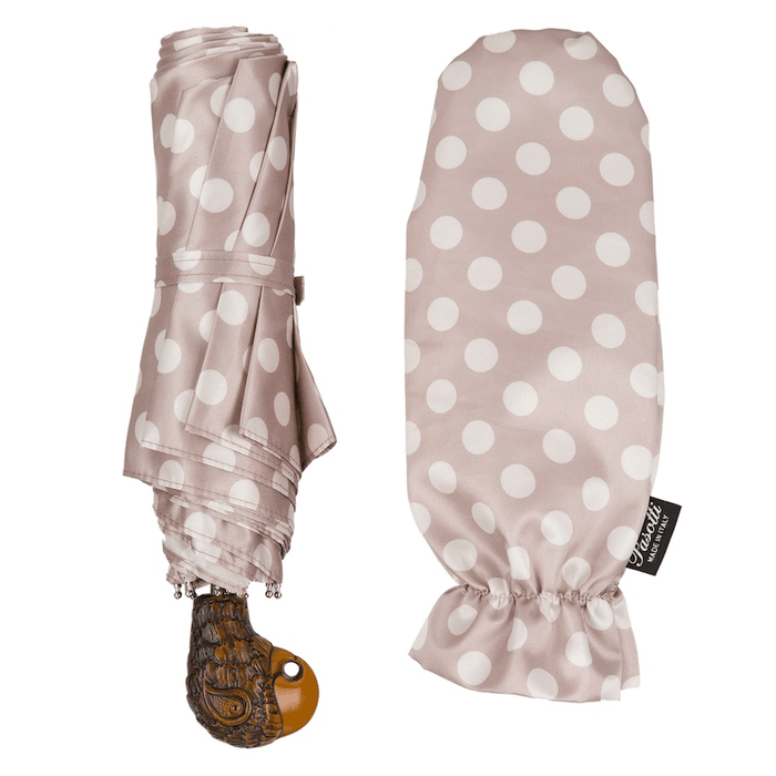 Polka Dot Pink Parrot Chic Folding Umbrella High-Quality