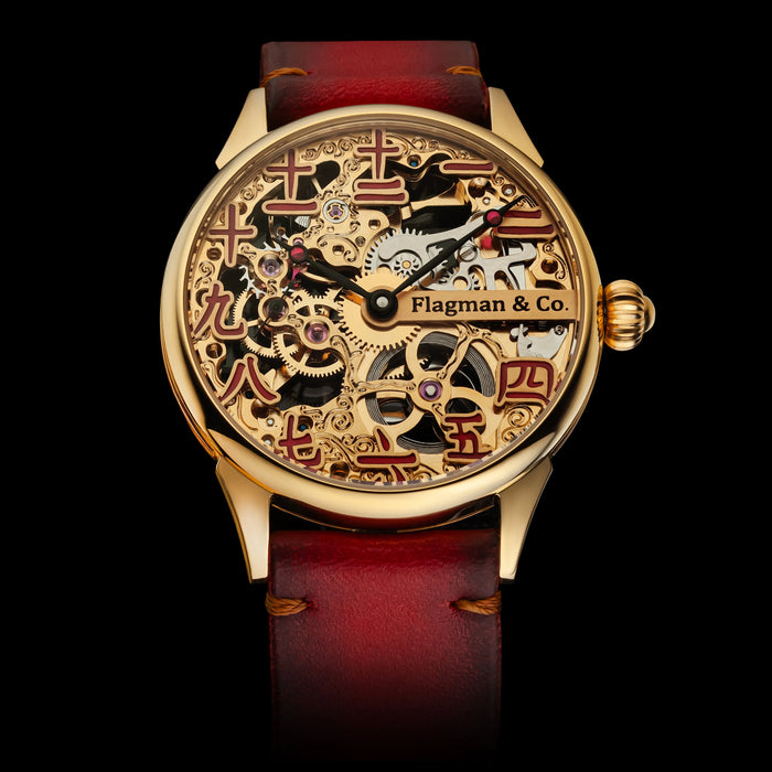 Designer Chinese Numbering Handcrafted Skeleton Watch