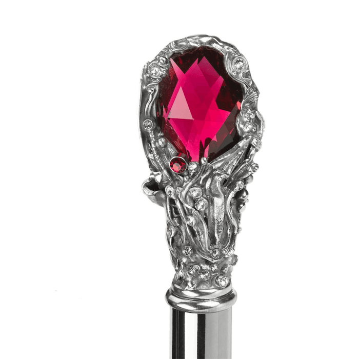 Red Gem Leopard Print Designer Folding Umbrella