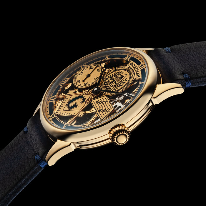 Masonic Skeleton Watch for Men – Engraved Mechanical Timepiece