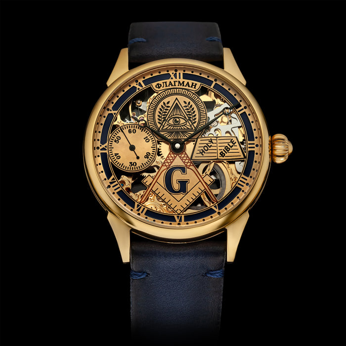 Masonic Skeleton Watch for Men – Engraved Mechanical Timepiece