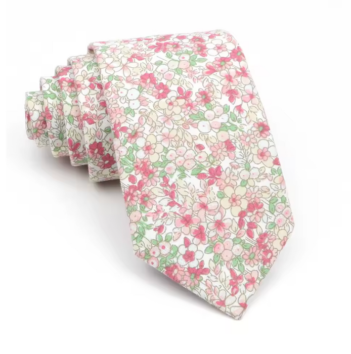 Yellow and Blue Mini Flower Silk Tie for Classy Men