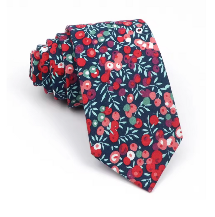 Yellow and Blue Mini Flower Silk Tie for Classy Men