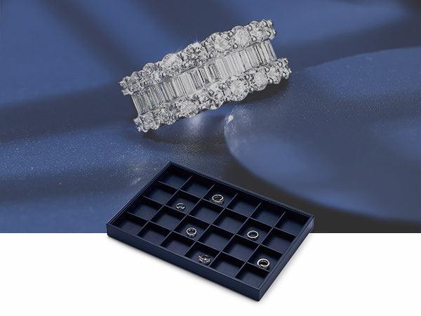 New Blue Stackable PU Leather Jewelry Display Tray