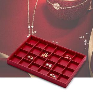 Red Stackable PU Leather Jewelry Display Tray