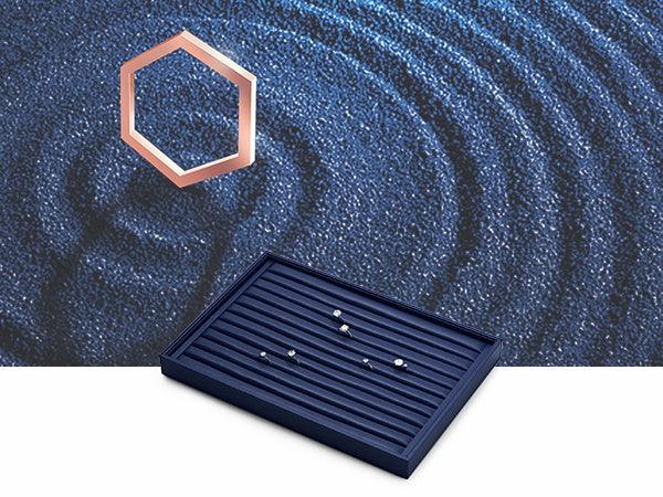 New Blue Stackable PU Leather Jewelry Display Tray