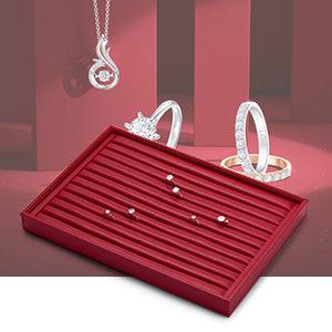 Red Stackable PU Leather Jewelry Display Tray