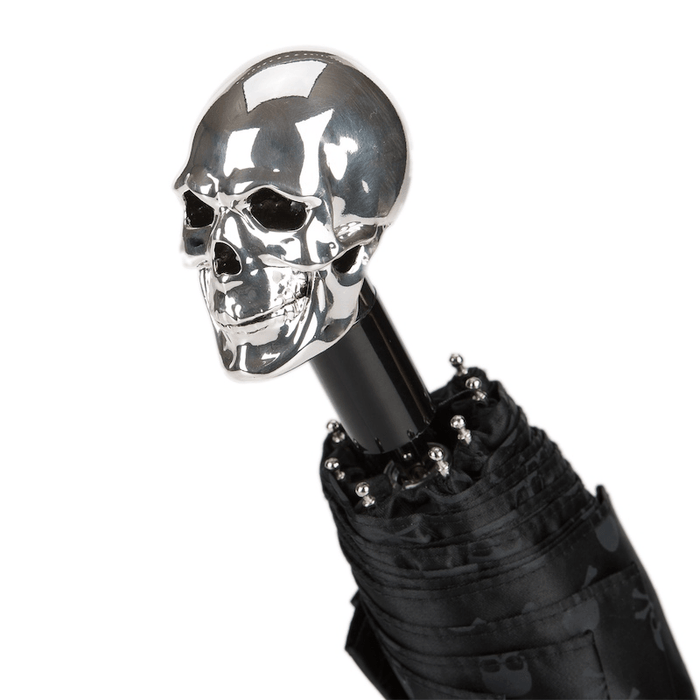 Rebel Skull Black Print Designer Folding Umbrella