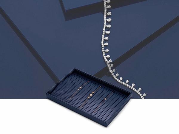 New Blue Stackable PU Leather Jewelry Display Tray