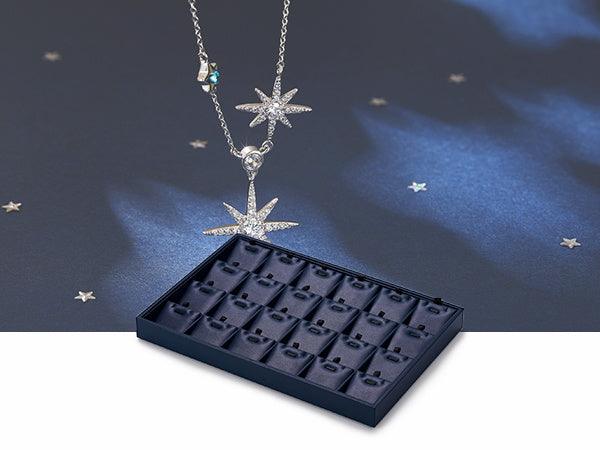 New Blue Stackable PU Leather Jewelry Display Tray