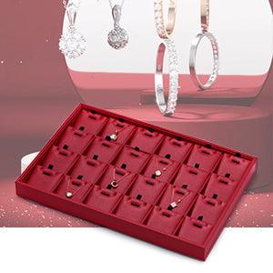 Red Stackable PU Leather Jewelry Display Tray