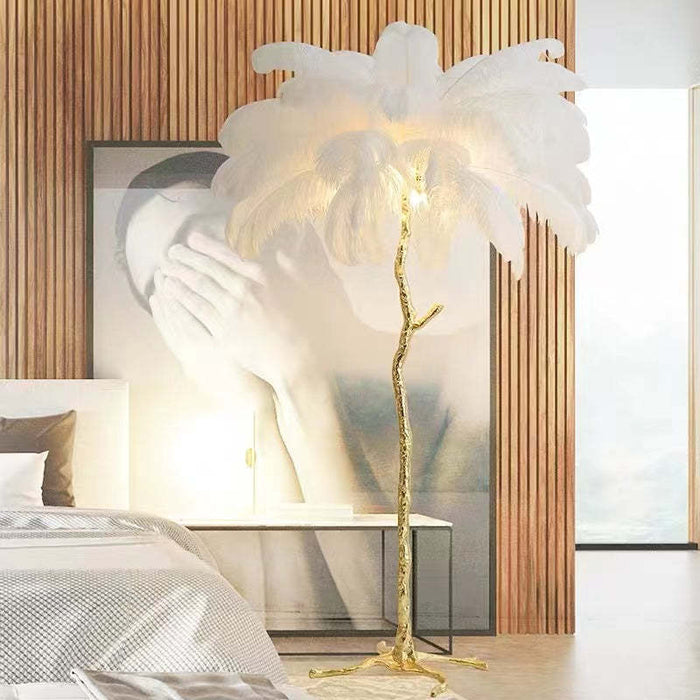Elegant Feather-Inspired Floor Lamp with a Soft and Luxurious Design