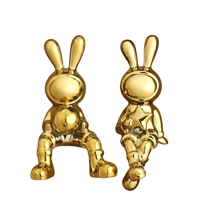 2 PCS Modern Rabbit Figurines