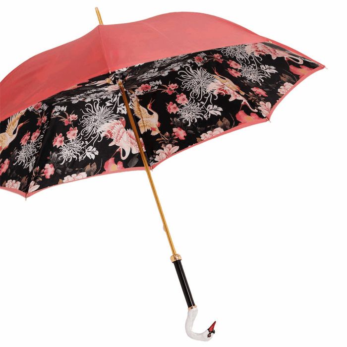 Swan Handle Red Double Cloth Umbrella for Women