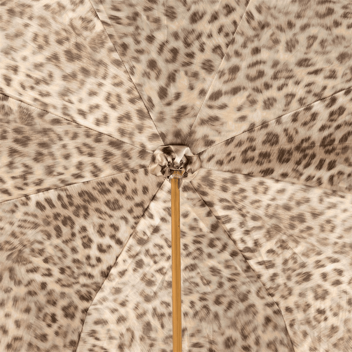 Ivory Leopard Print Double Cloth Umbrella Handmade