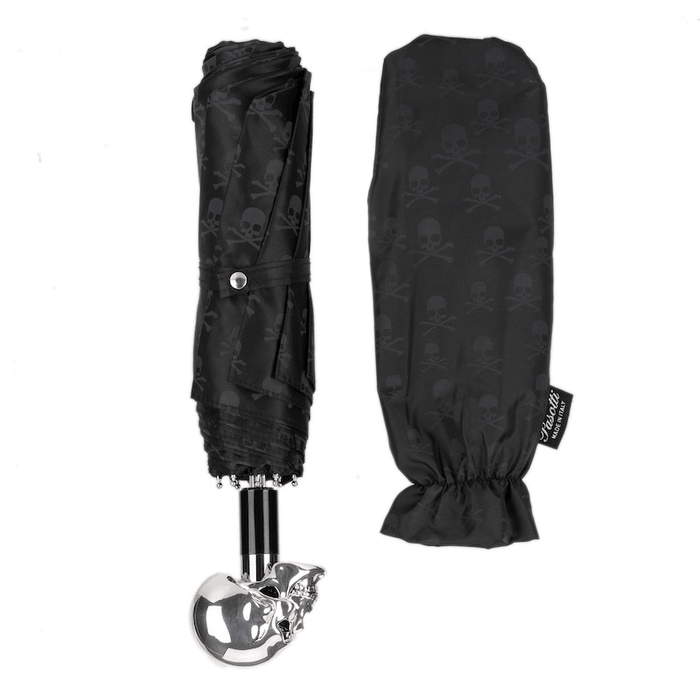 Rebel Skull Black Print Designer Folding Umbrella