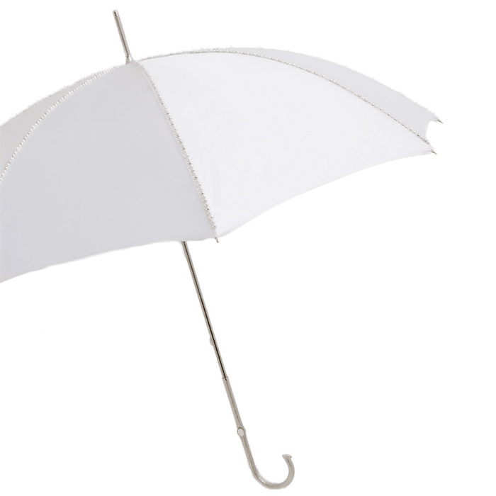 Wedding White Umbrella with Jeweled Brass Handle