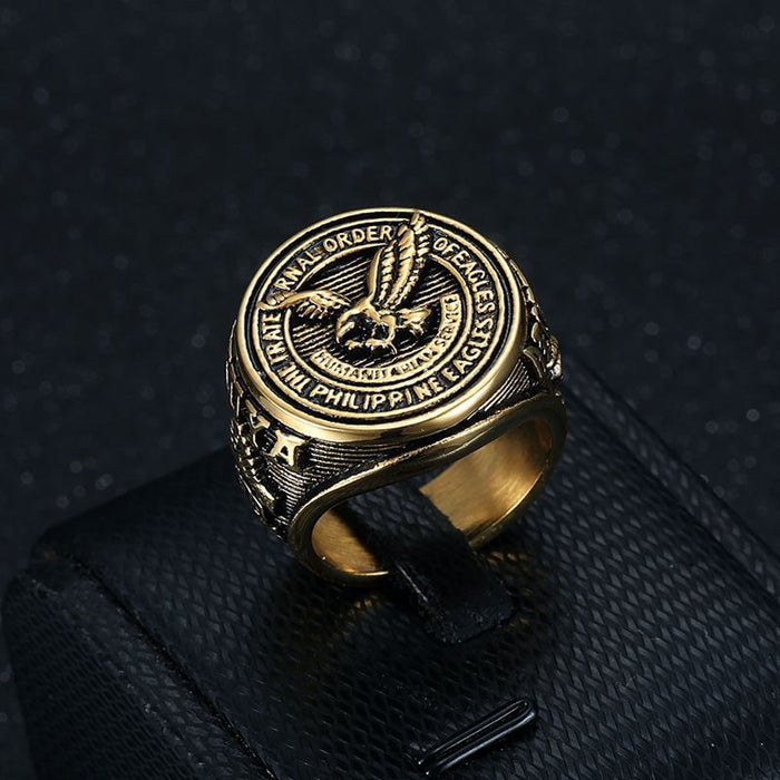Men's Vintage Gold Ring American Eagle Design