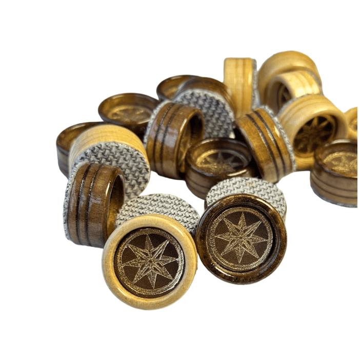 Set of Wooden Checkers Pieces and Backgammon Pieces