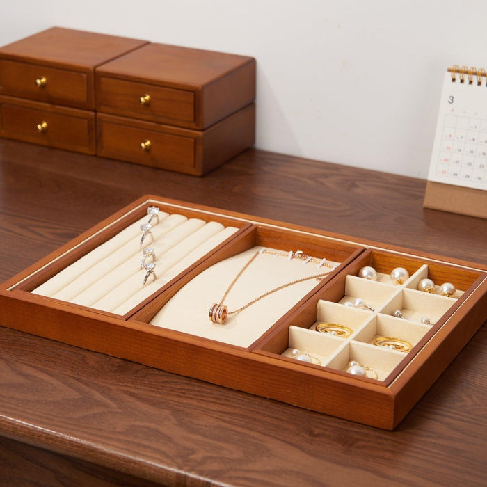 Multifunctional Activity Jewelry Set Tray Microfiber, Wood