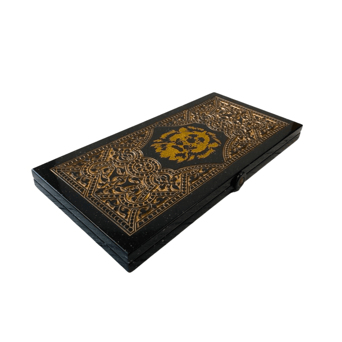 Luxury Black Acrylic Stone Backgammon "Lion" 60×30 cm