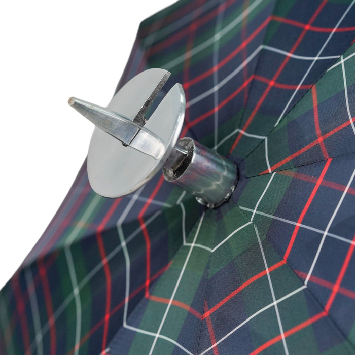Stylish Tartan Design Handcrafted Leather Seat Umbrella