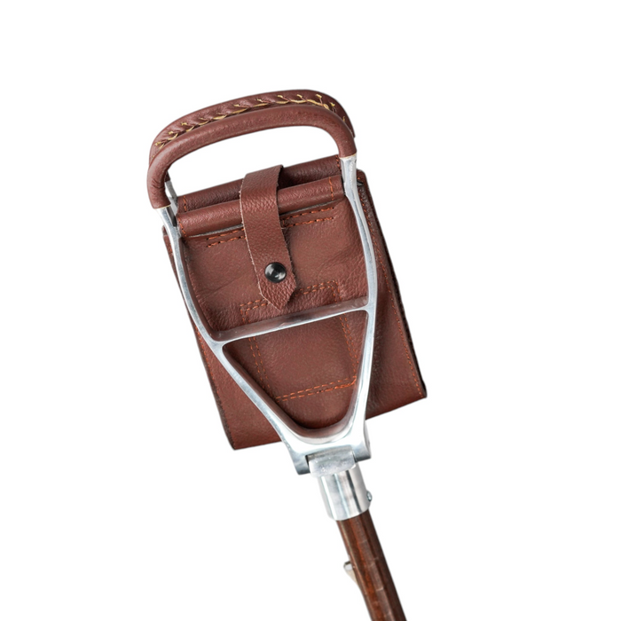 Stylish Tartan Design Handcrafted Leather Seat Umbrella