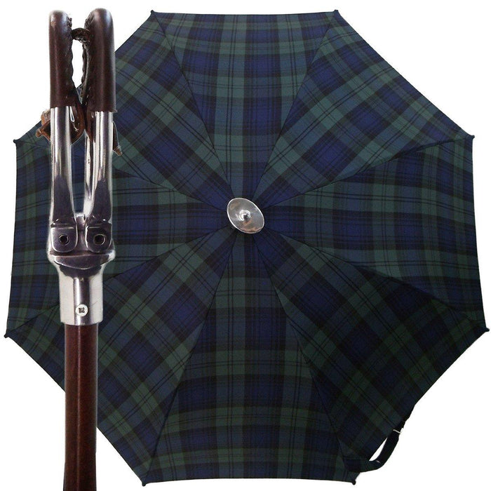 Handcrafted Leather Seat Umbrella- Black Watch Tartan