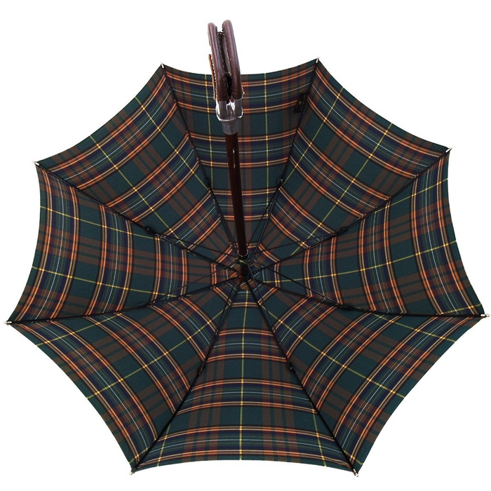 Exclusive Green and Brown Tartan Leather Seat Umbrella