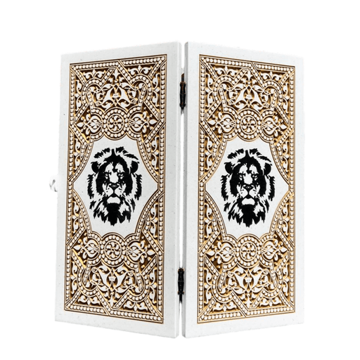 Luxury Acrylic Stone Backgammon "Black Lion" 60x30 cm, Stone Board