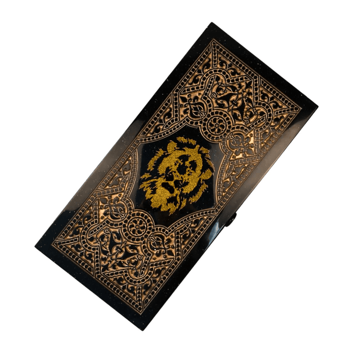 Luxury Black Acrylic Stone Backgammon "Lion" 60×30 cm