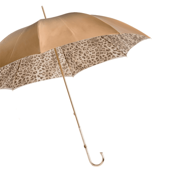 Ivory Leopard Print Double Cloth Umbrella Handmade