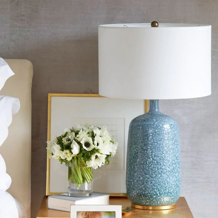 Modern Table Lamp with Ceramic Base and Fabric Shade