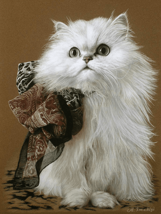 Pastel Realist Beautiful Chanel Cat Art Portrait