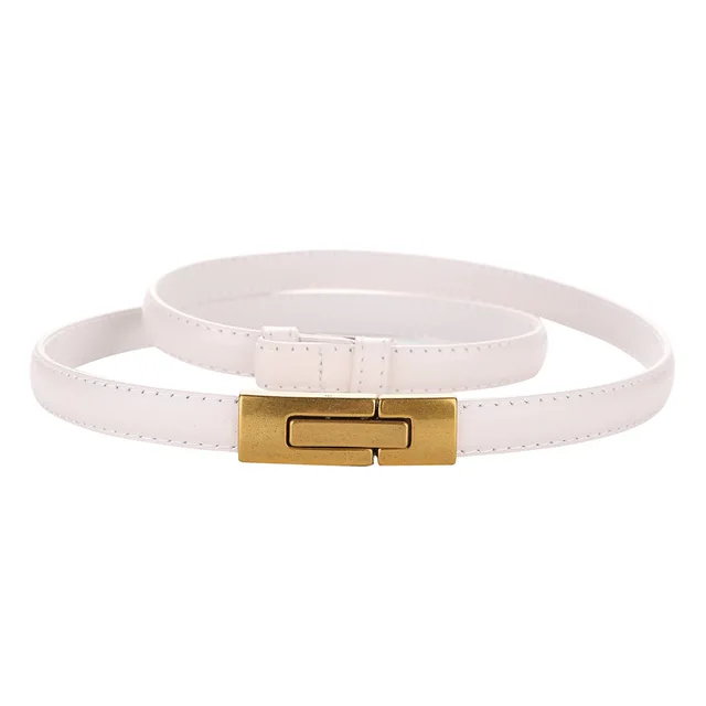 Elegant Skinny Patent Genuine Leather Slim Belt for Dress