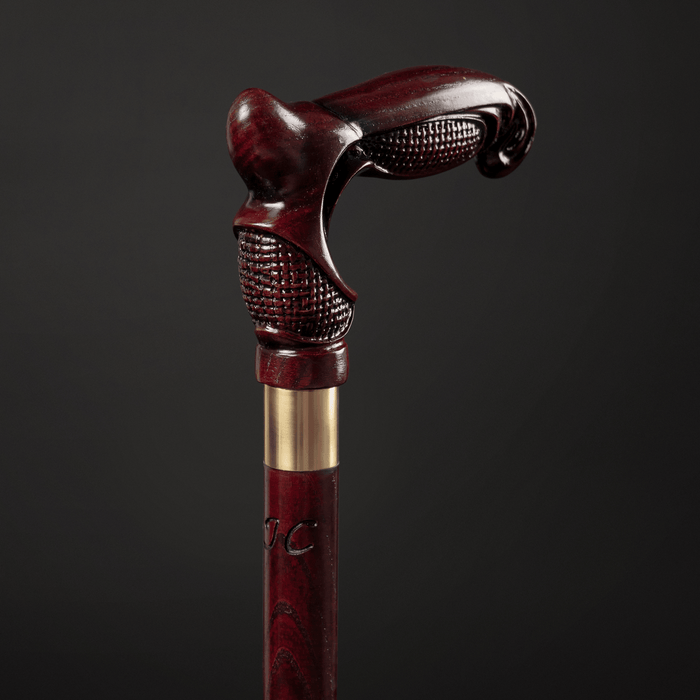 Сherry Ergonomic Walking Cane - Carved Wooden Stick
