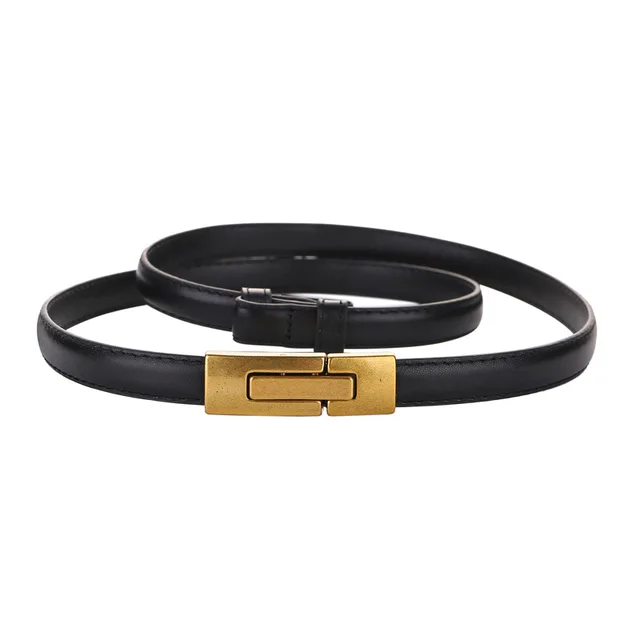 Elegant Skinny Patent Genuine Leather Slim Belt for Dress